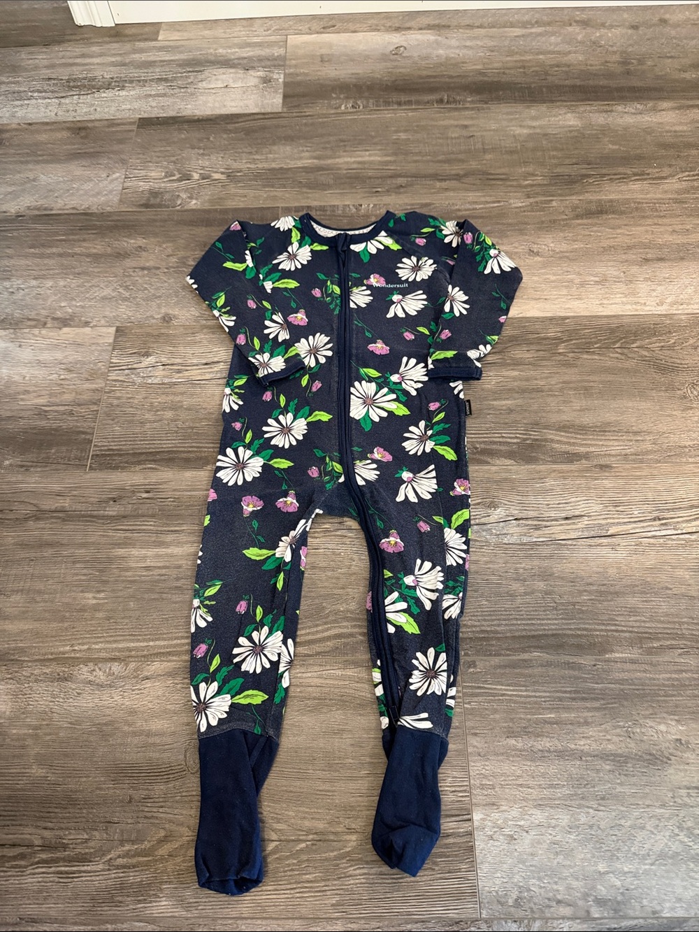 Bonds Black Floral Zip Footed Pajamas